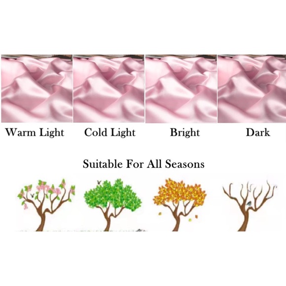 Satin Silky Cooling Pillowcase for Hair & Skin w/Scrunchie Queen Set of 2 Pink - Picture 9 of 10